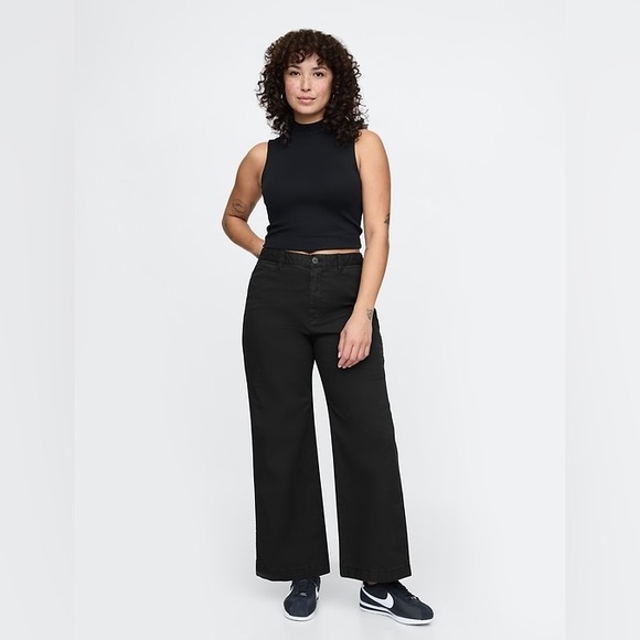 GAP Pants - Gap High Rise Crop Wide Leg Black Jeans Women size 12 Ankle Casual Y2K